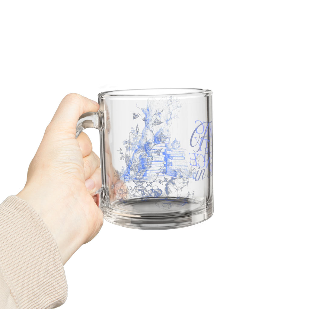 Glass Mug — "Finding Beauty in Silence" Floral Quote 10oz