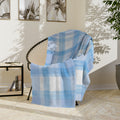 Blue Plaid Velveteen Microfiber Blanket — Cozy Lightweight Throw for Home & Travel