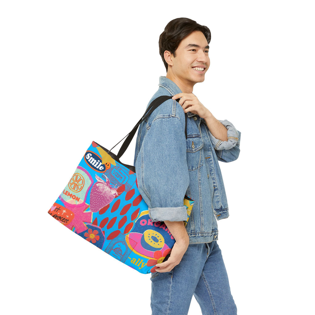 Colorful Retro Collage Weekender Tote - 'Let It Happen' Graphic Travel Bag
