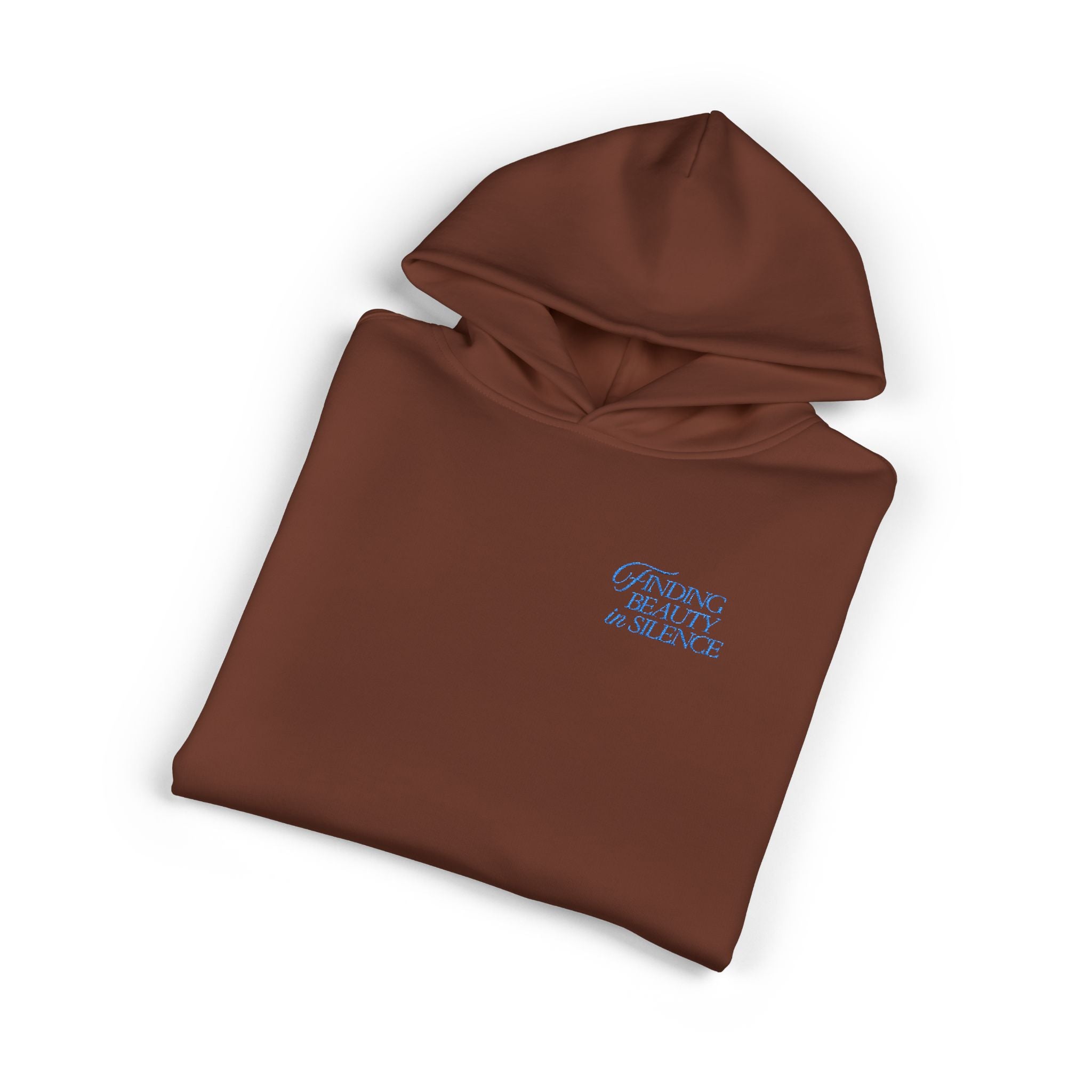 Relaxed Hoodie — Cozy Brown Floral Script Logo Pullover