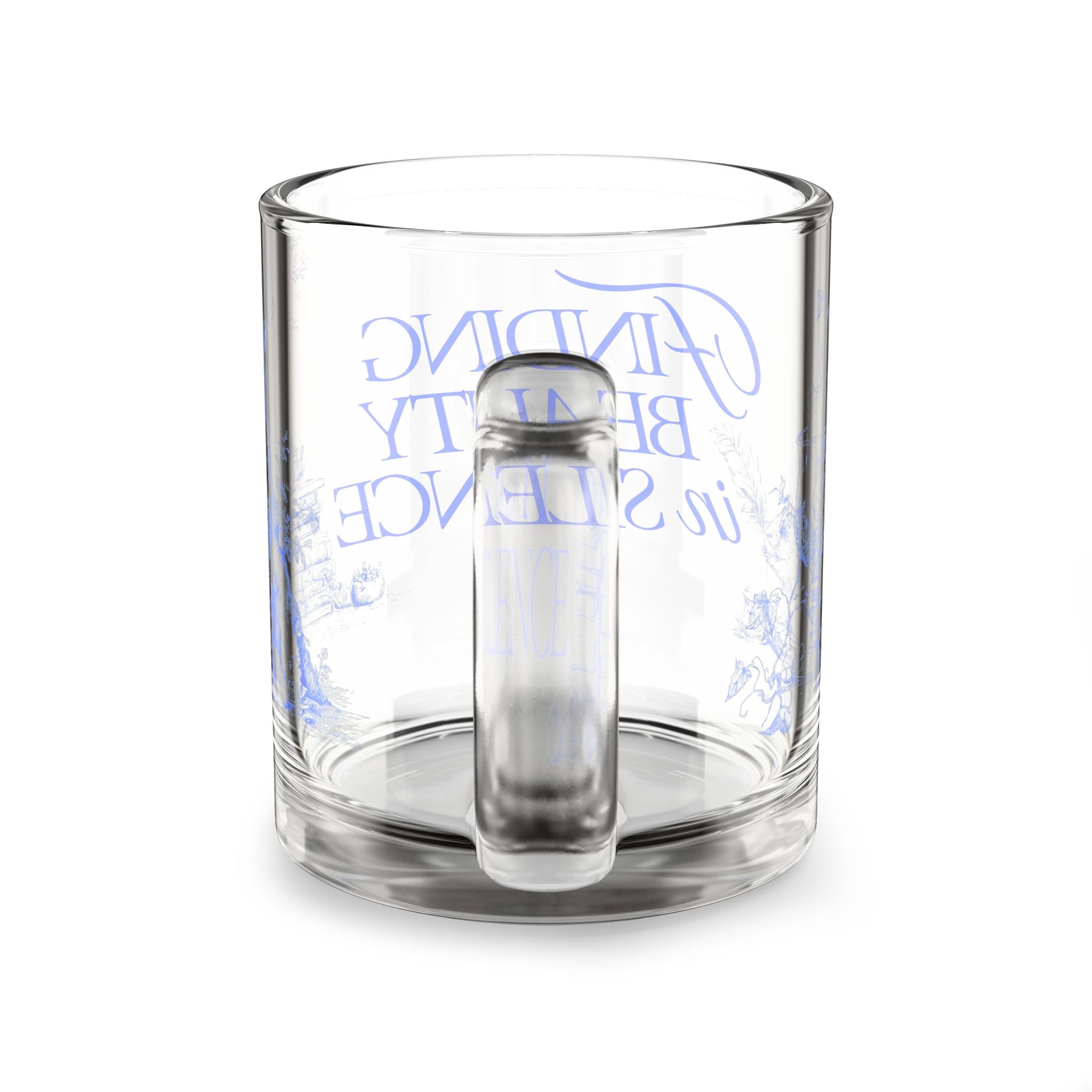 Glass Mug — "Finding Beauty in Silence" Floral Quote 10oz