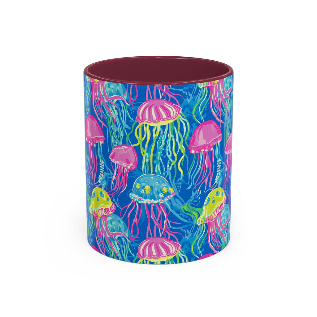 Colorful Jellyfish Ceramic Mug (11oz & 15oz) – Neon Ocean Art Coffee Cup