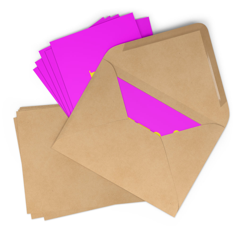 Postcards (7 pcs) — Bright Pink & Yellow “Hi!” Greeting Card Set