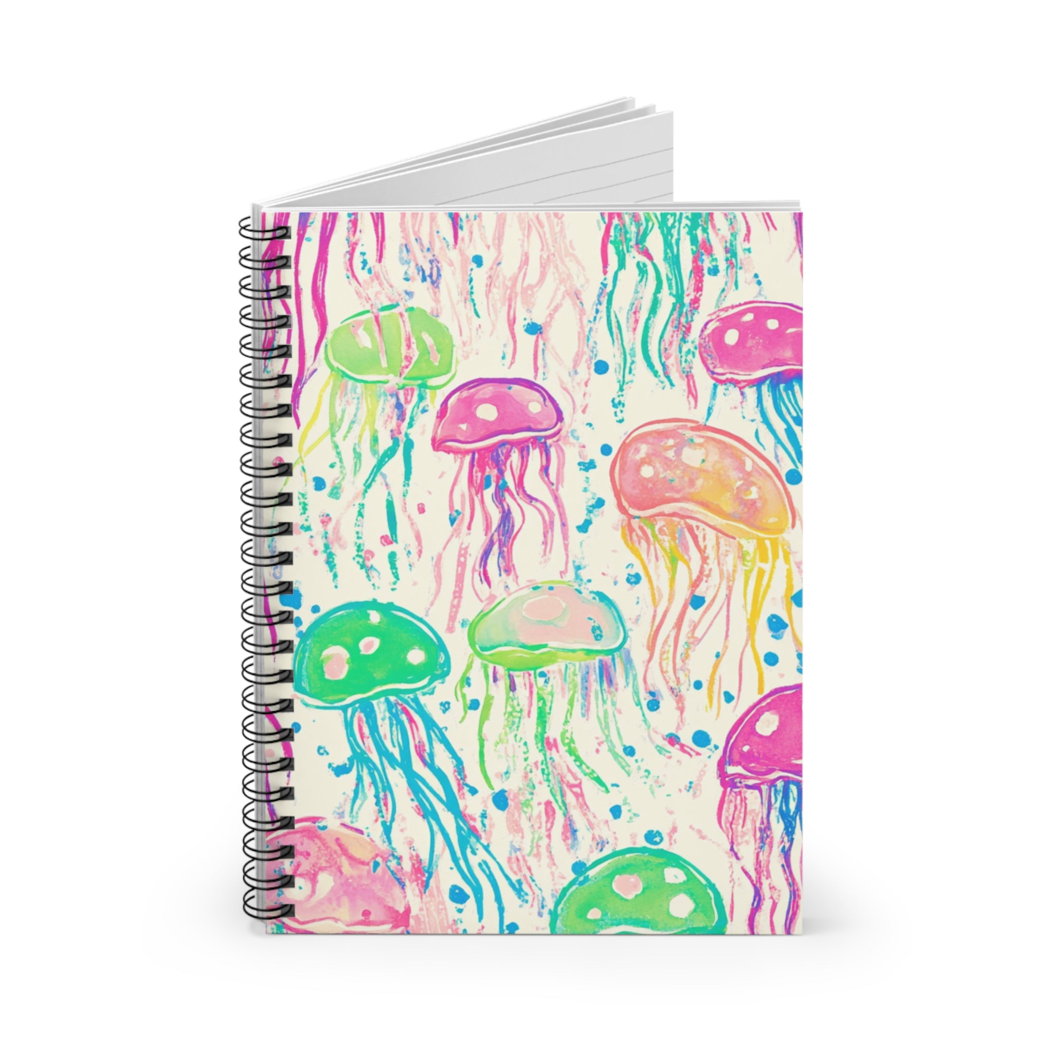 Jellyfish Watercolor Spiral Notebook — Cute Colorful Ruled Journal for Kids & Teens