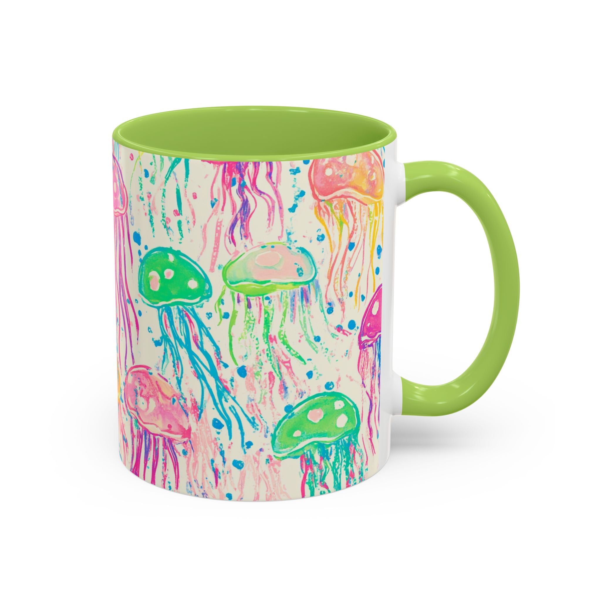 Jellyfish Watercolor Accent Coffee Mug (11/15oz) — Colorful Ocean Art