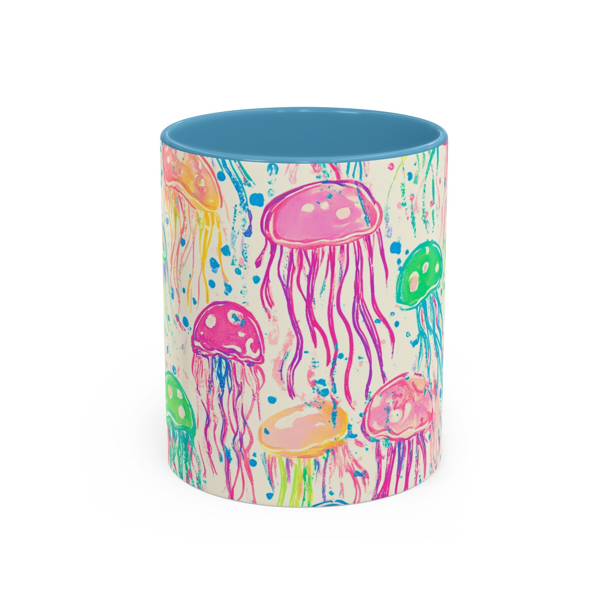 Colorful Jellyfish Accent Coffee Mug — Pink Interior Ocean Art 11/15oz
