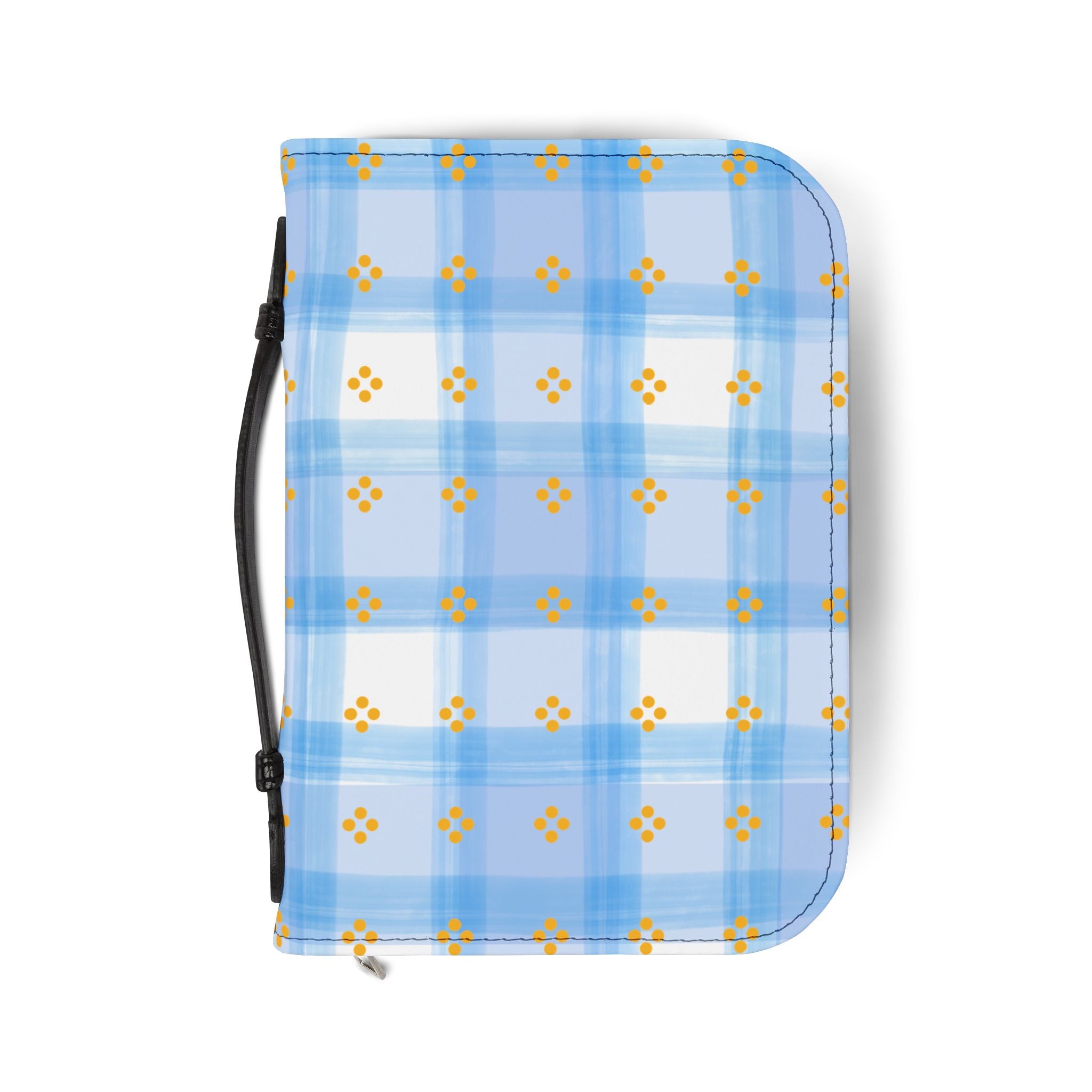 Blue Plaid Bible Cover — Zippered Scripture Case for Church, Daily Devotions & Gift