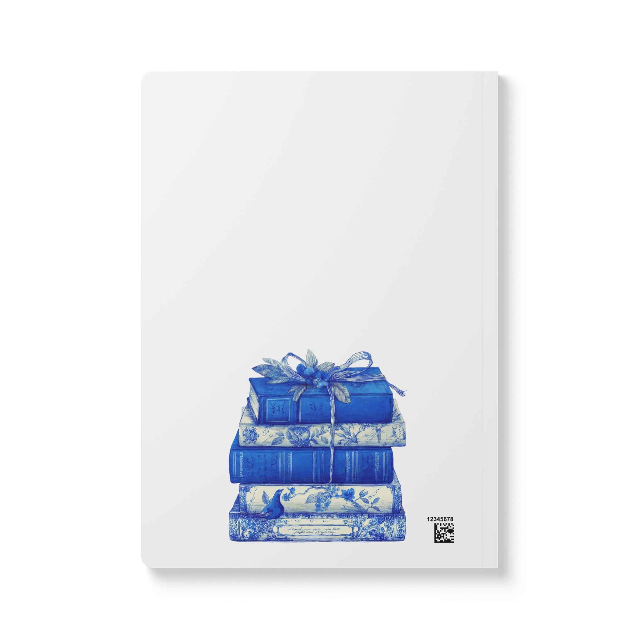 Blue Owl & Stacked Books Softcover Journal — Vintage Nature Sketch Notebook