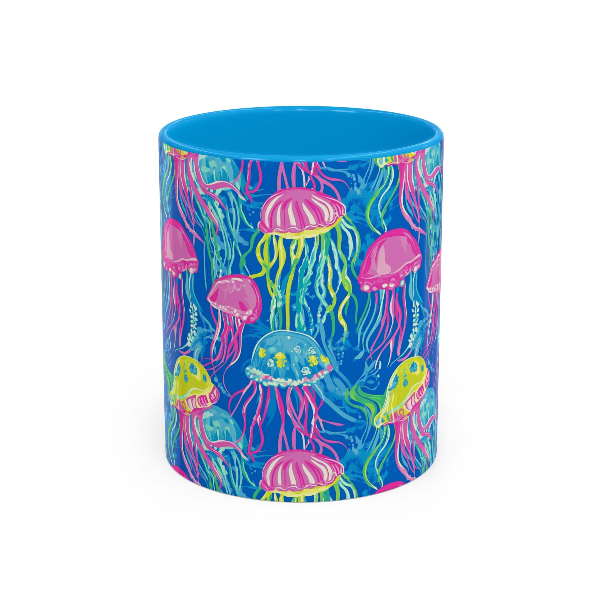 Colorful Jellyfish Ceramic Mug (11oz & 15oz) – Neon Ocean Art Coffee Cup