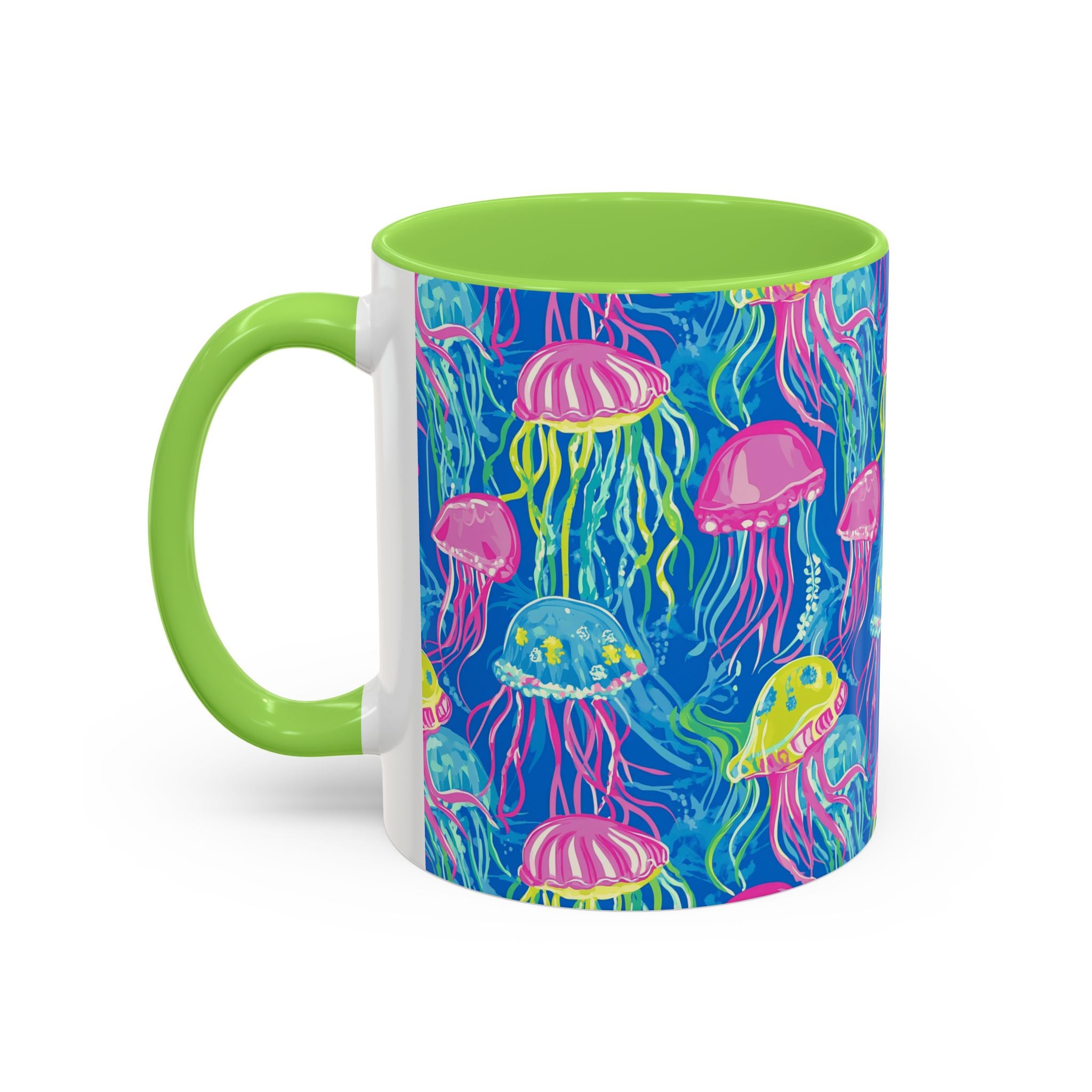 Colorful Jellyfish Ceramic Mug (11oz & 15oz) – Neon Ocean Art Coffee Cup