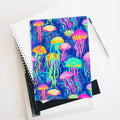 Jellyfish Dreams Hardcover Journal — Neon Ocean Lined Notebook for Writers & Gift