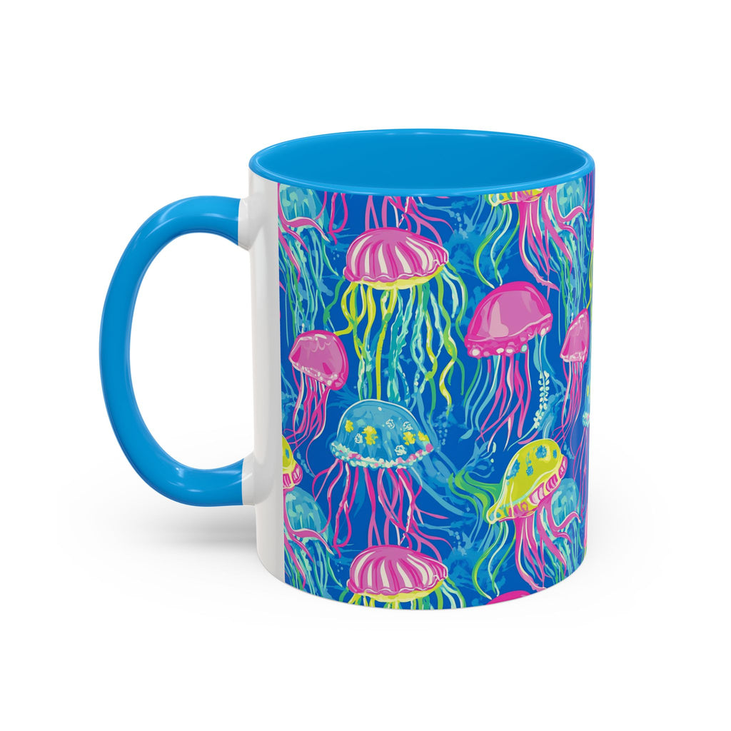 Colorful Jellyfish Ceramic Mug (11oz & 15oz) – Neon Ocean Art Coffee Cup