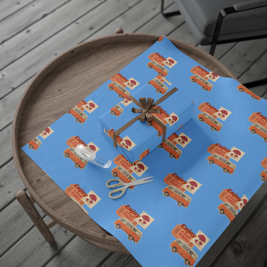 Wrapping Paper — Retro Ice Cream Truck Pattern ("Enjoy Ice Cream")