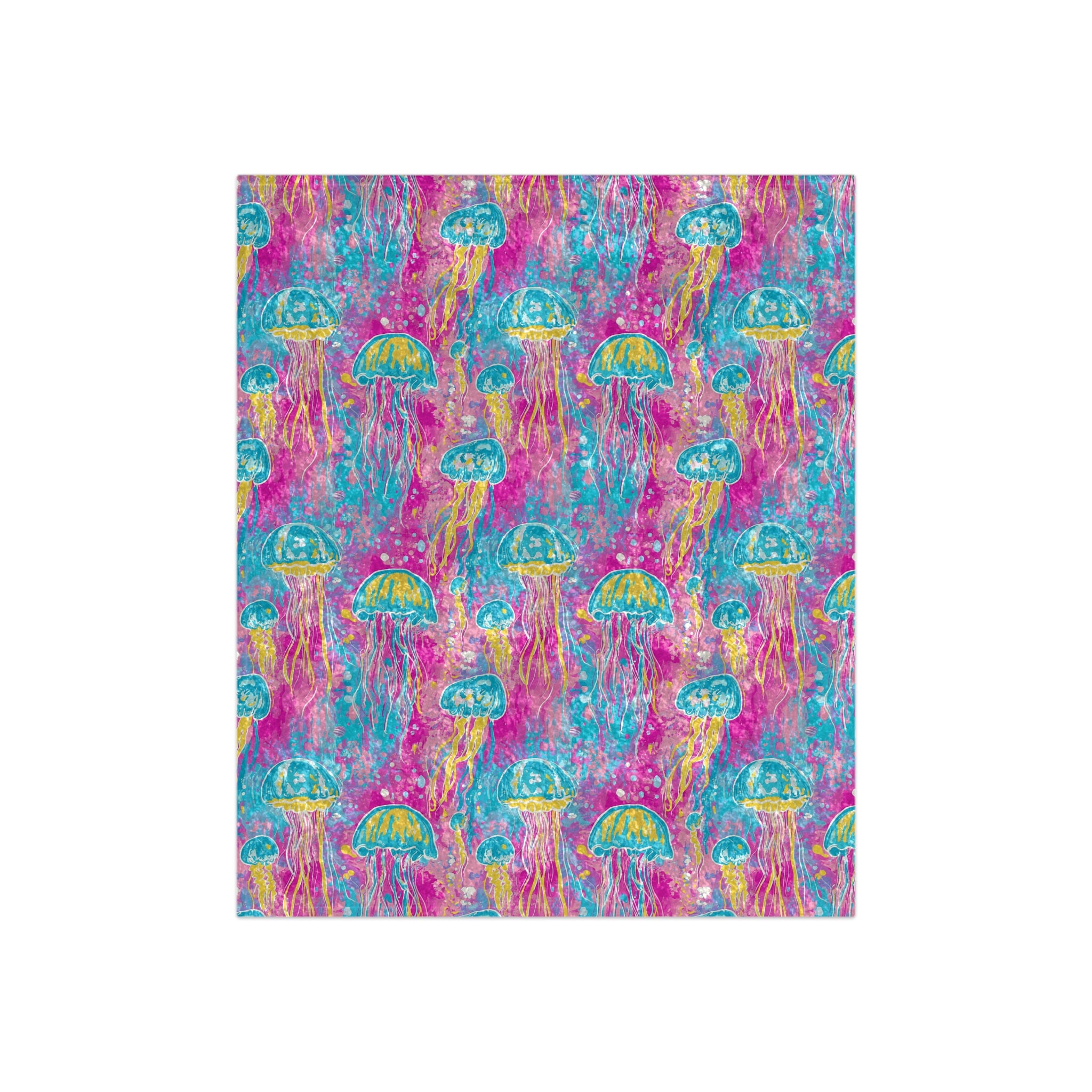 Crushed Velvet Blanket — Vibrant Jellyfish Ocean Throw Blanket
