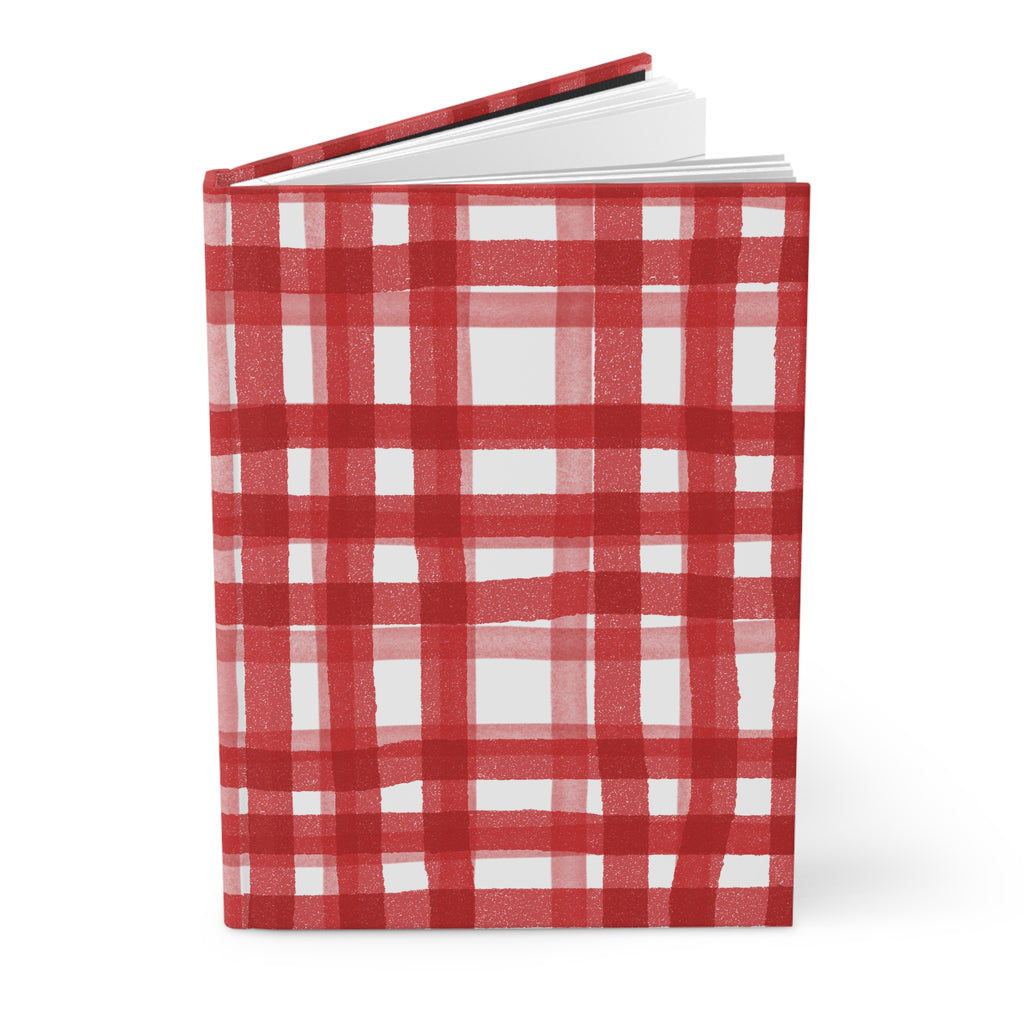 Red Plaid Hardcover Journal — Buffalo Check Notebook for Holiday Lists & Cozy Notes