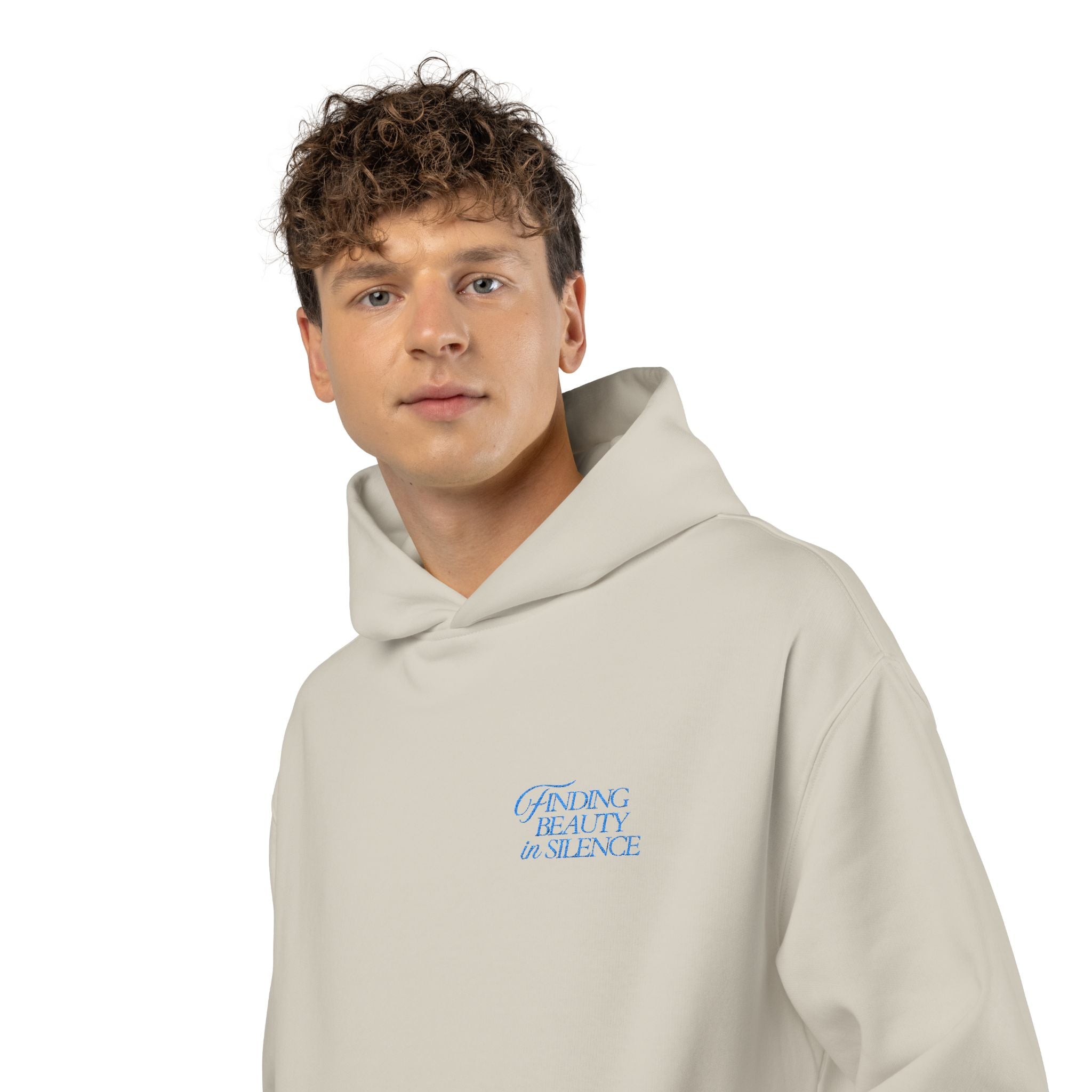 Relaxed Hoodie — Cozy Brown Floral Script Logo Pullover