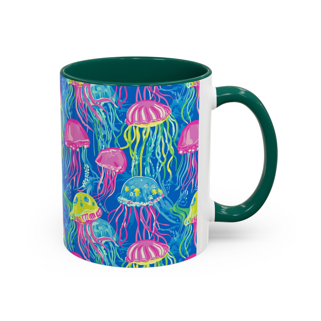 Colorful Jellyfish Ceramic Mug (11oz & 15oz) – Neon Ocean Art Coffee Cup
