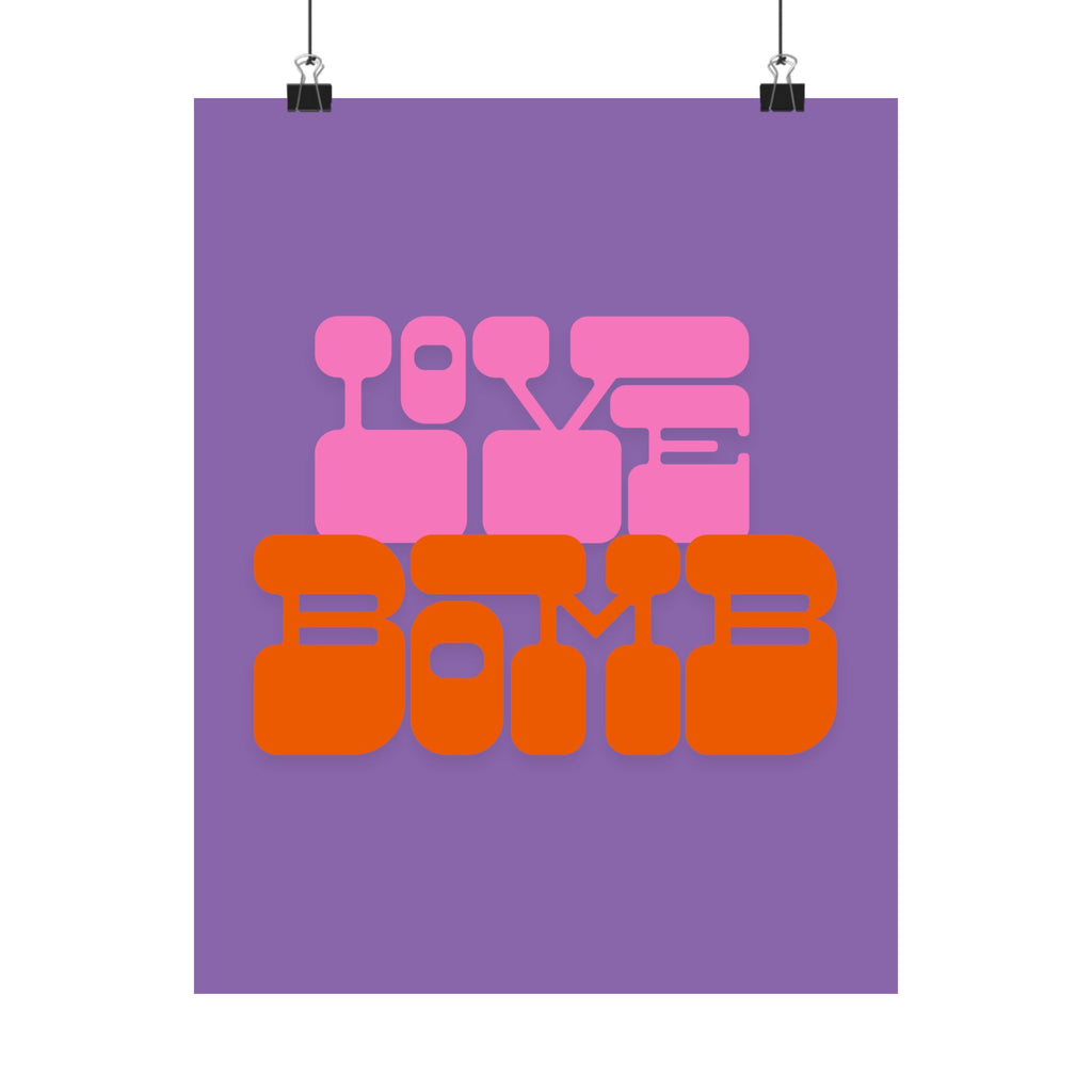 I Love You Bomb Satin Poster — Retro 70s Psychedelic Wall Art (210gsm)