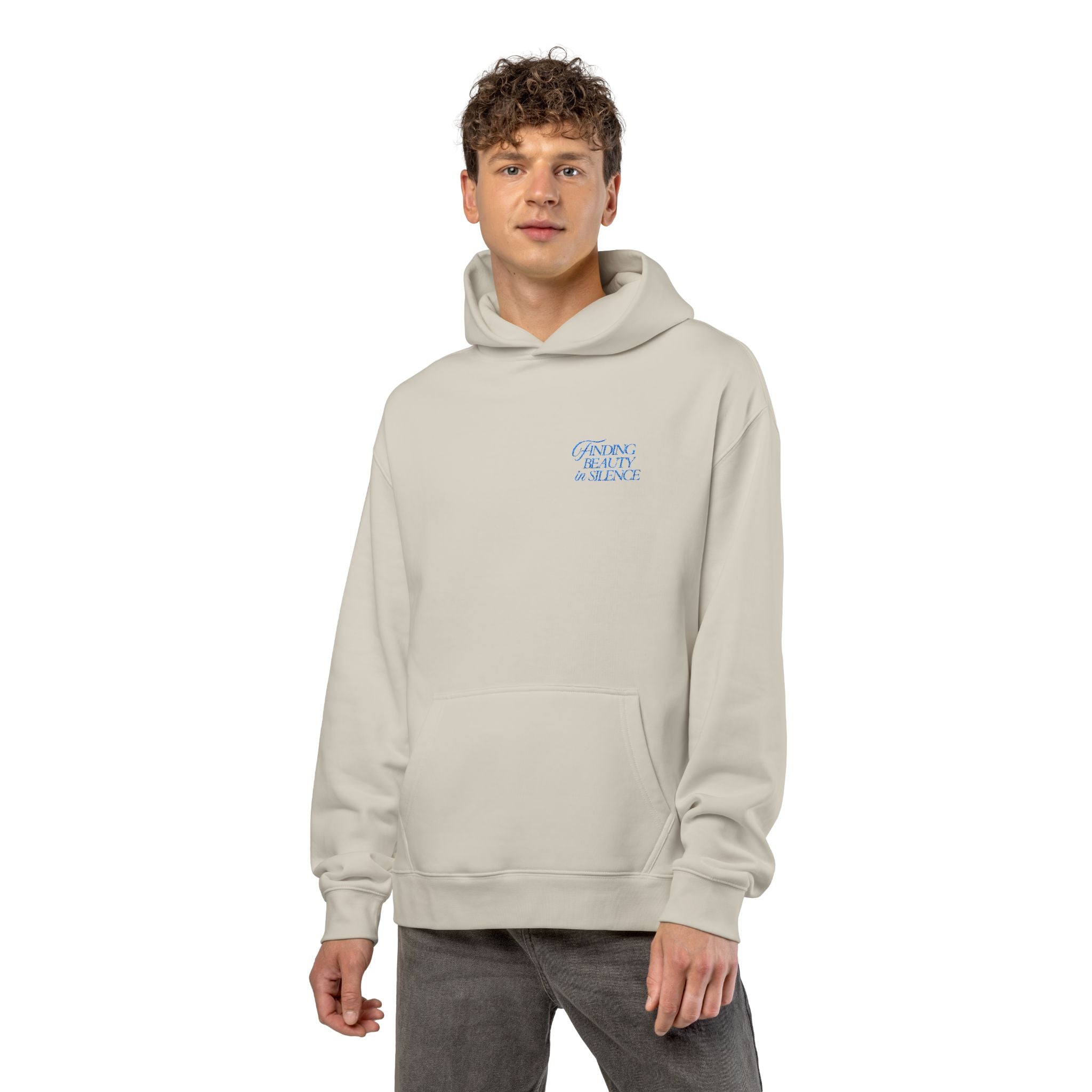 Relaxed Hoodie — Cozy Brown Floral Script Logo Pullover