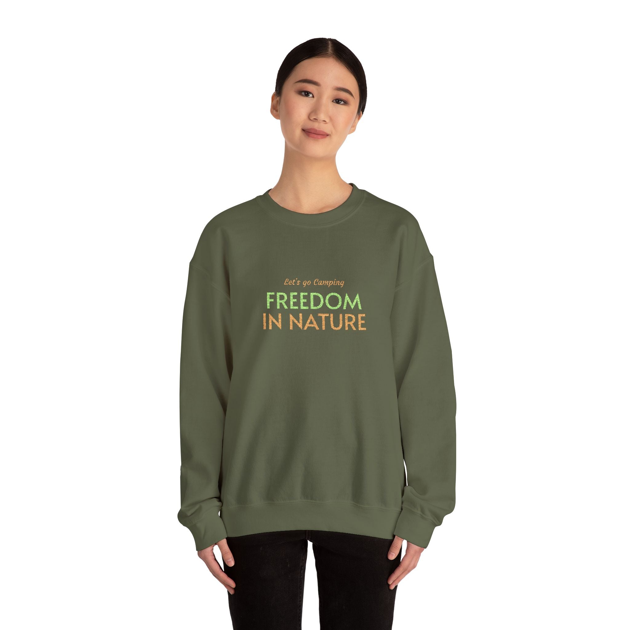Freedom in Nature Crewneck Sweatshirt — Floral Outdoor Adventure Pullover