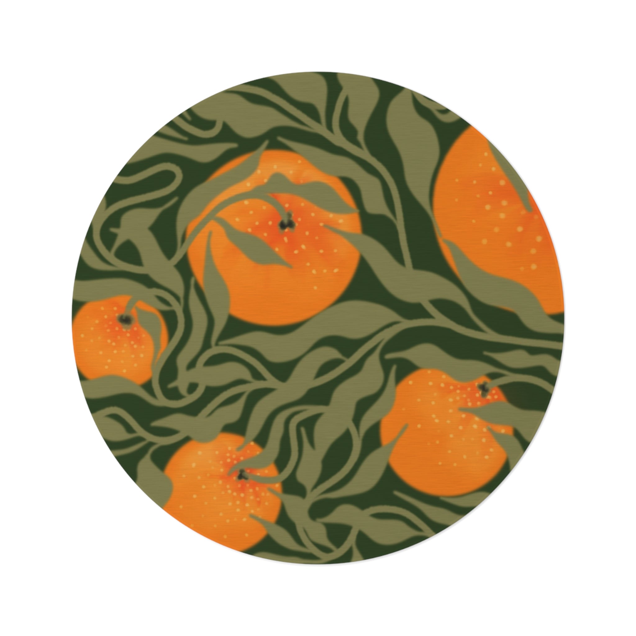 Round Rug — Vintage Orange Grove Botanical Floor Mat