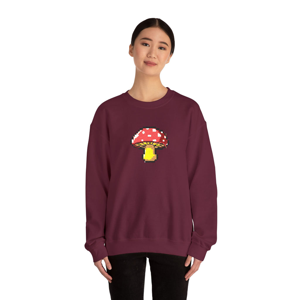 Pixel Mushroom Crewneck Sweatshirt — Cute Retro 8‑Bit Fungi Sweatshirt