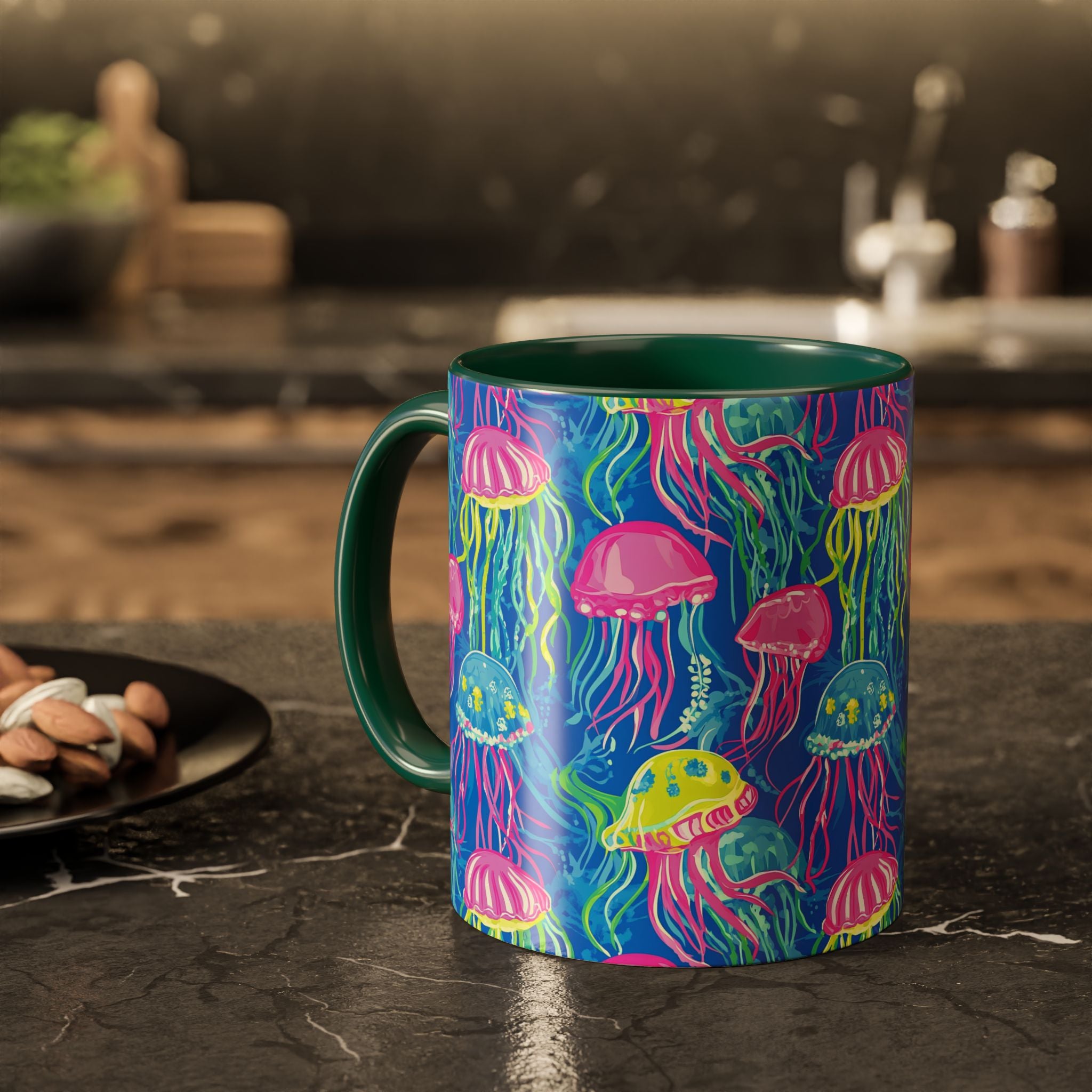 Colorful Jellyfish Ceramic Mug (11oz & 15oz) – Neon Ocean Art Coffee Cup