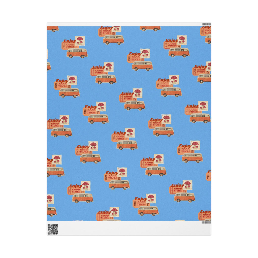 Wrapping Paper — Retro Ice Cream Truck Pattern ("Enjoy Ice Cream")