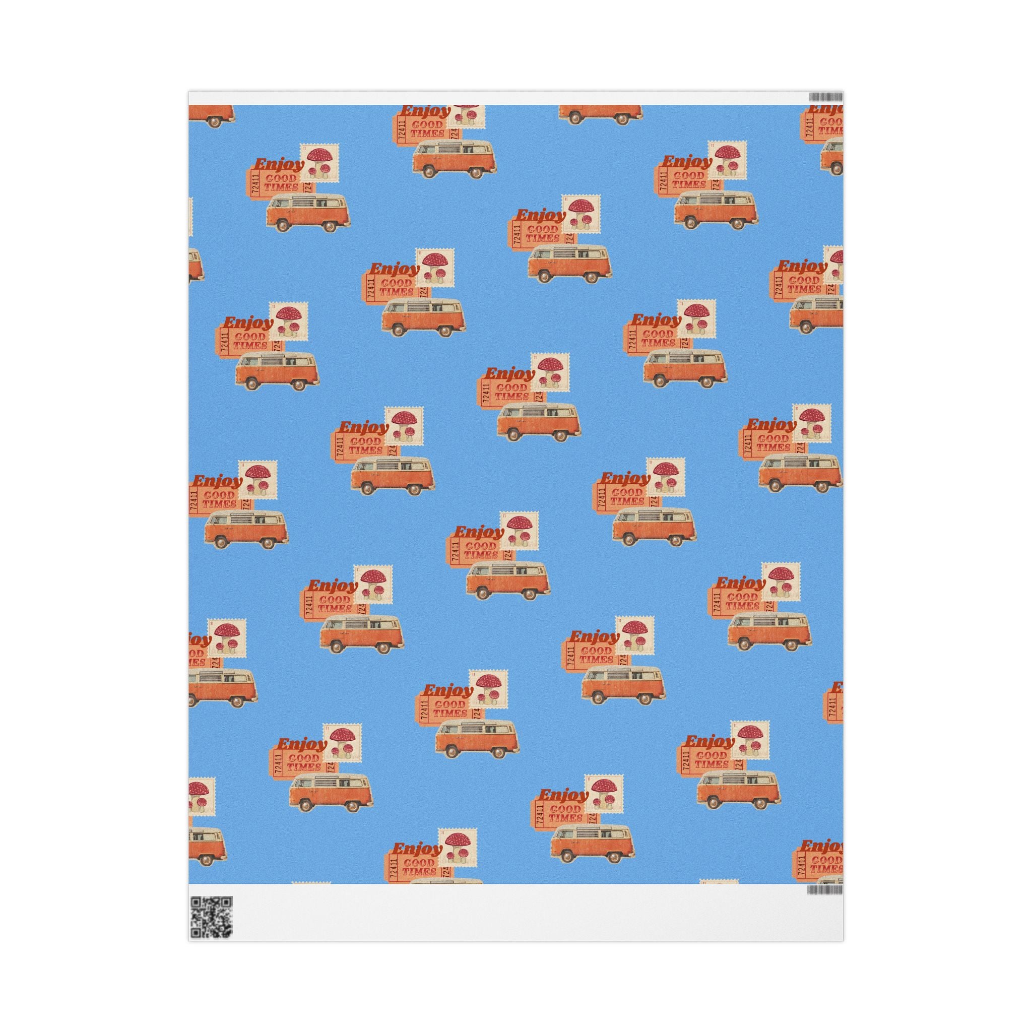 Wrapping Paper — Retro Ice Cream Truck Pattern ("Enjoy Ice Cream")