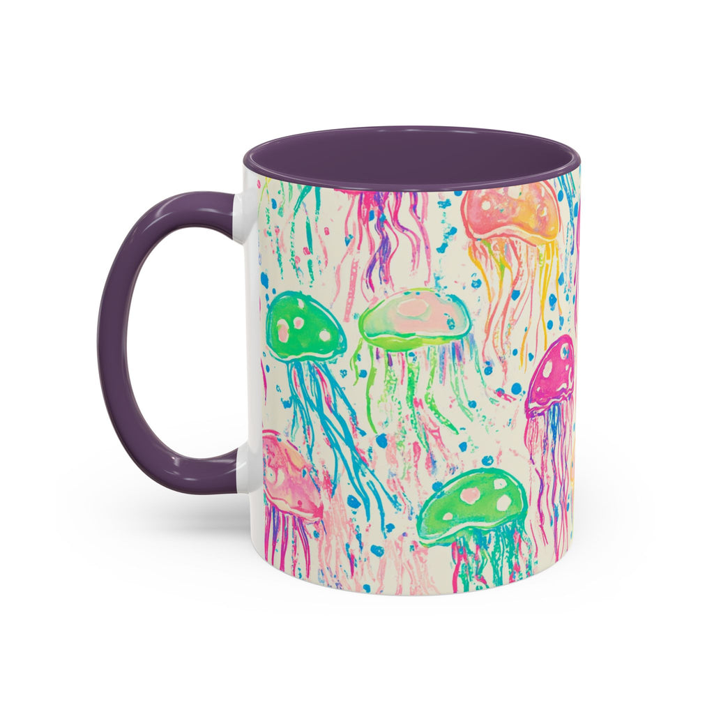 Colorful Jellyfish Accent Coffee Mug — Pink Interior Ocean Art 11/15oz