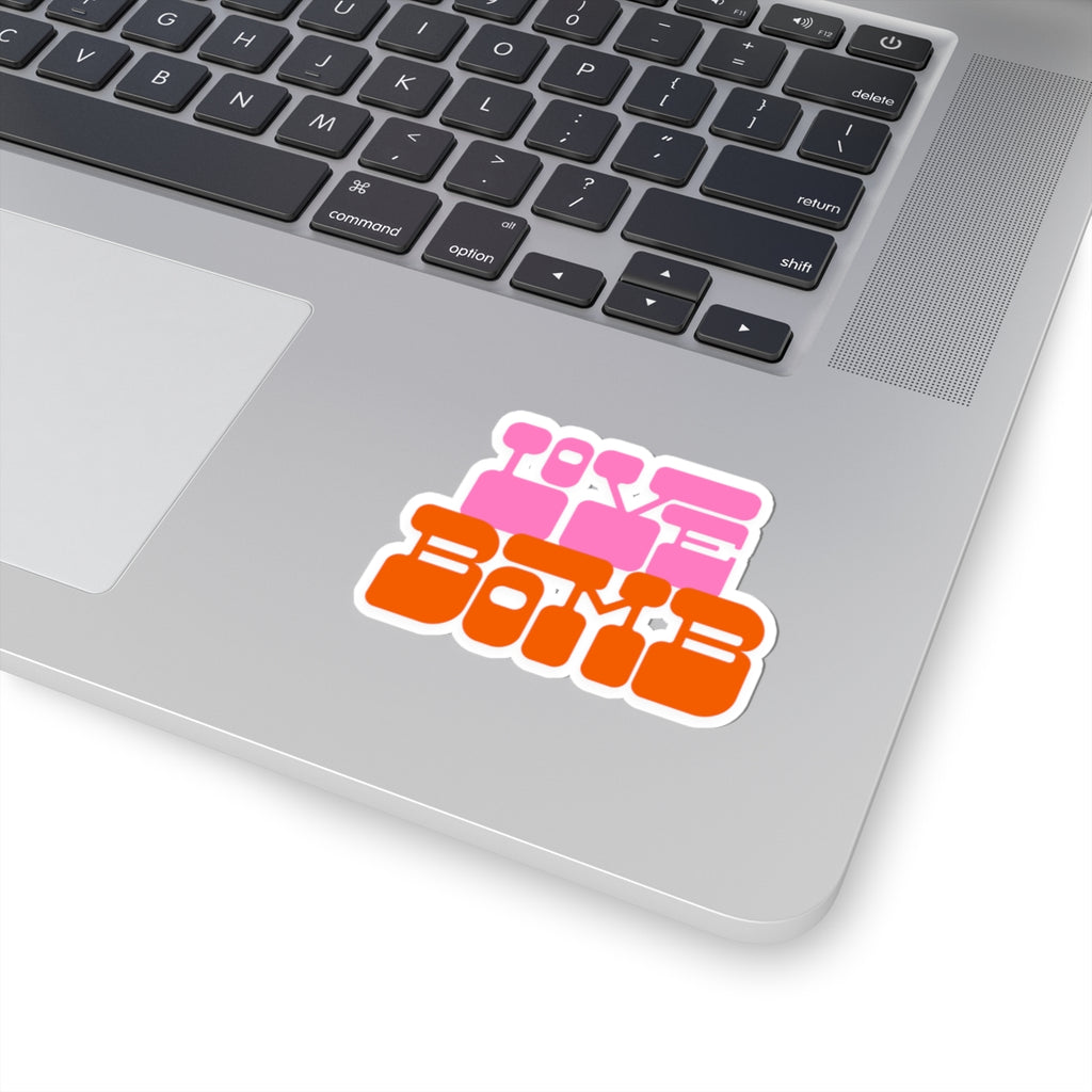 Sticker — 'Love Bomb' Retro Pink & Orange Kiss-Cut Sticker