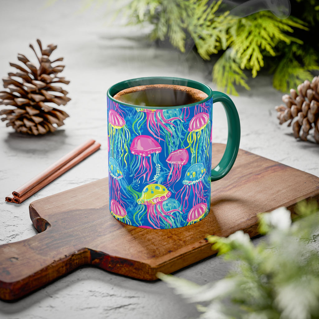 Colorful Jellyfish Ceramic Mug (11oz & 15oz) – Neon Ocean Art Coffee Cup