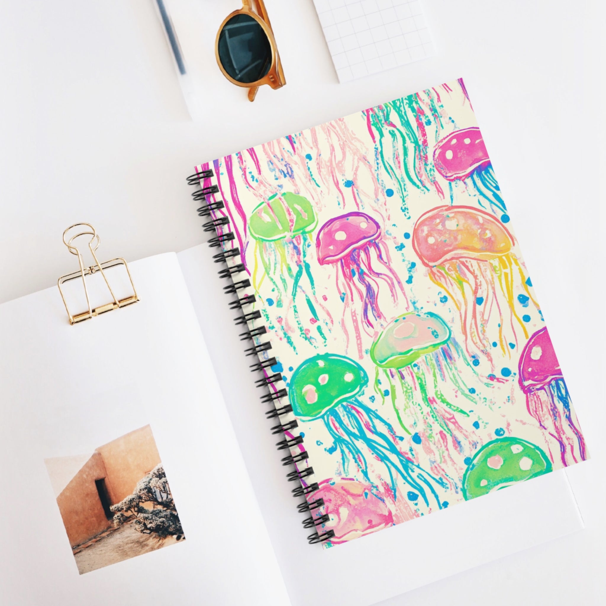 Jellyfish Watercolor Spiral Notebook — Cute Colorful Ruled Journal for Kids & Teens