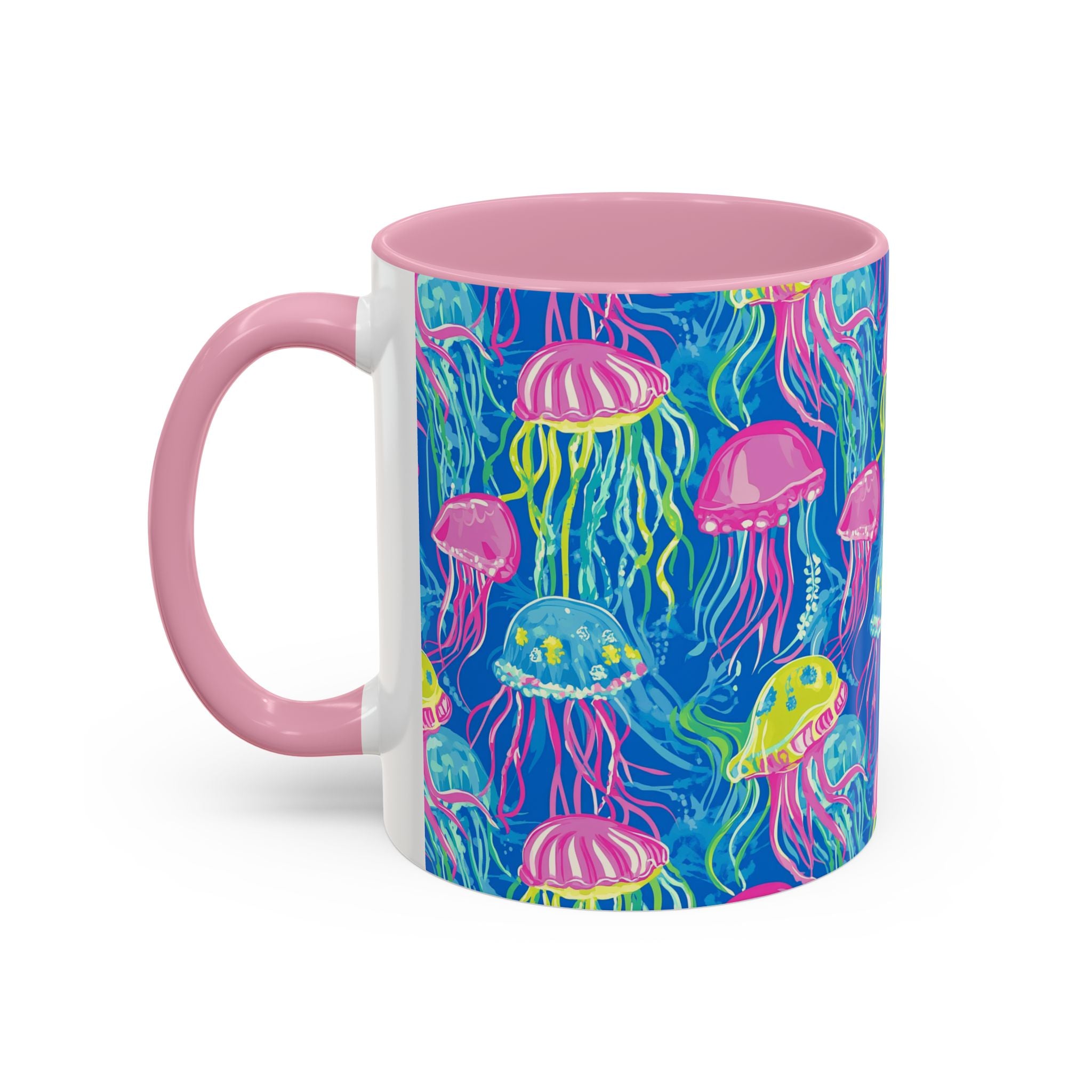 Colorful Jellyfish Ceramic Mug (11oz & 15oz) – Neon Ocean Art Coffee Cup