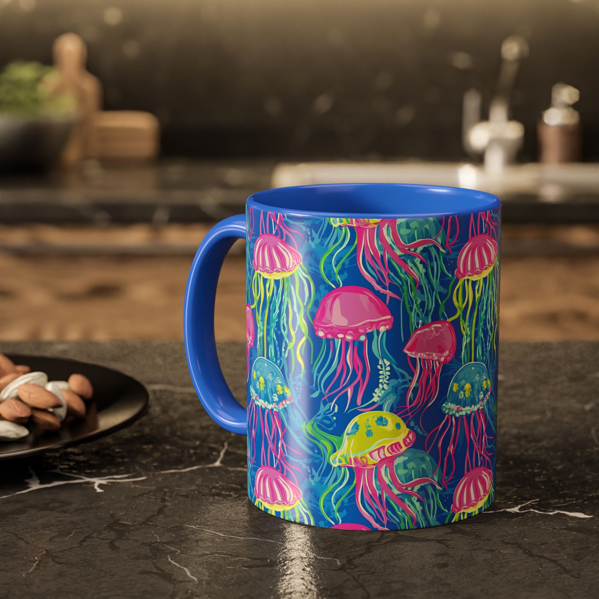 Colorful Jellyfish Ceramic Mug (11oz & 15oz) – Neon Ocean Art Coffee Cup