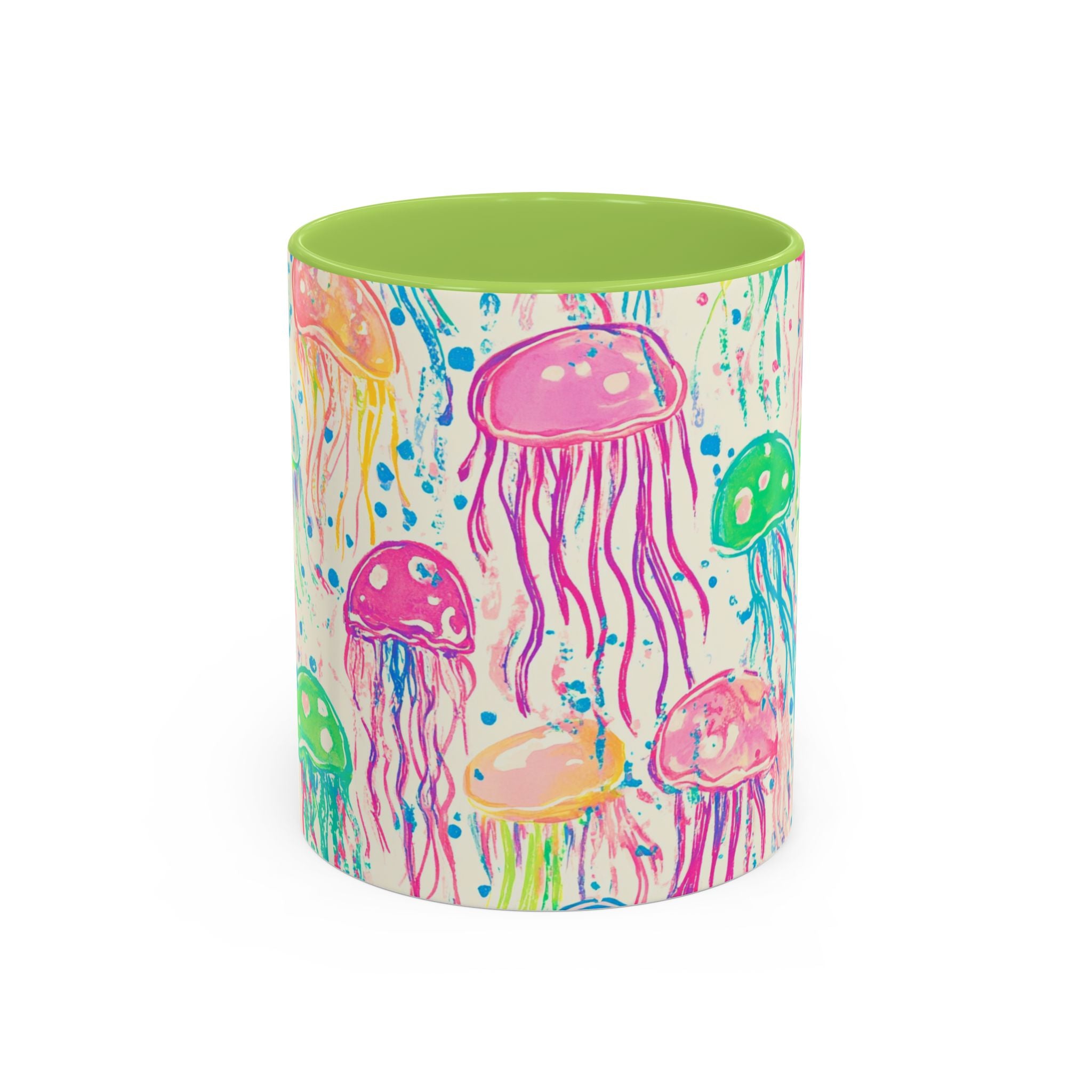 Colorful Jellyfish Accent Coffee Mug — Pink Interior Ocean Art 11/15oz