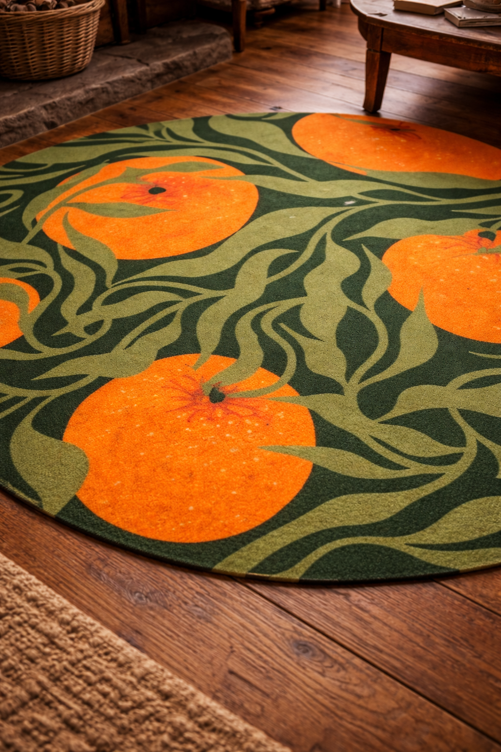Round Rug — Citrus Grove Orange Pattern