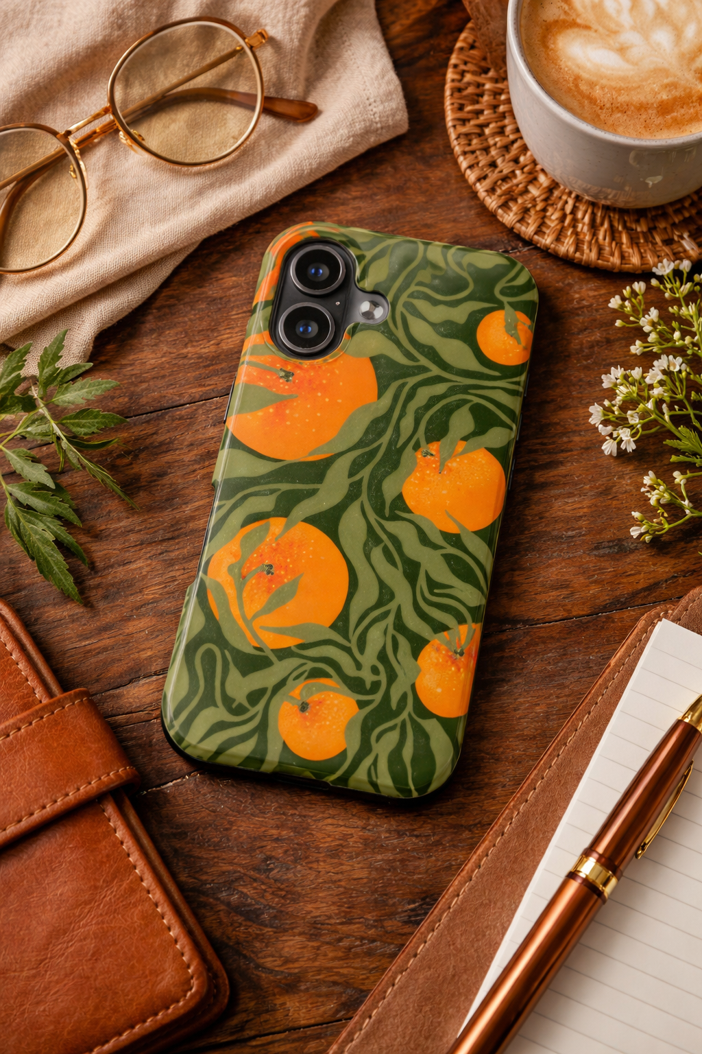 Orange Grove Tough Phone Case — Botanical Citrus Design