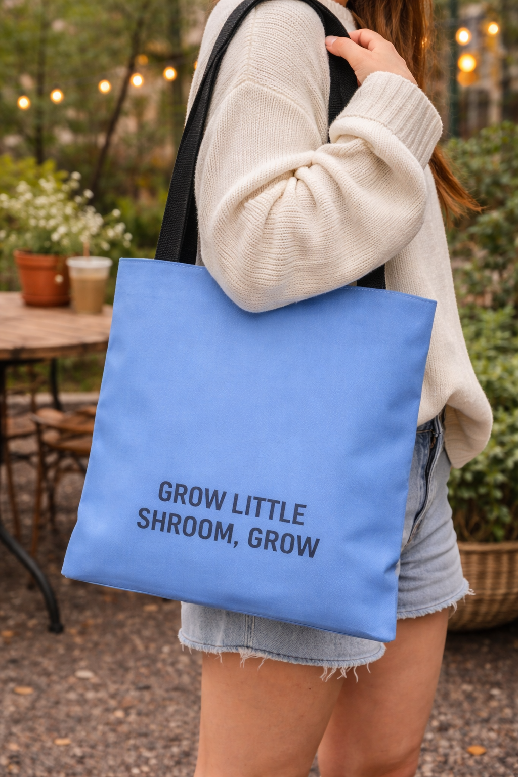 Inspirational Mushroom Tote Bag — "If Mushrooms Can Grow From Shit You Can Too" Eco Shopper