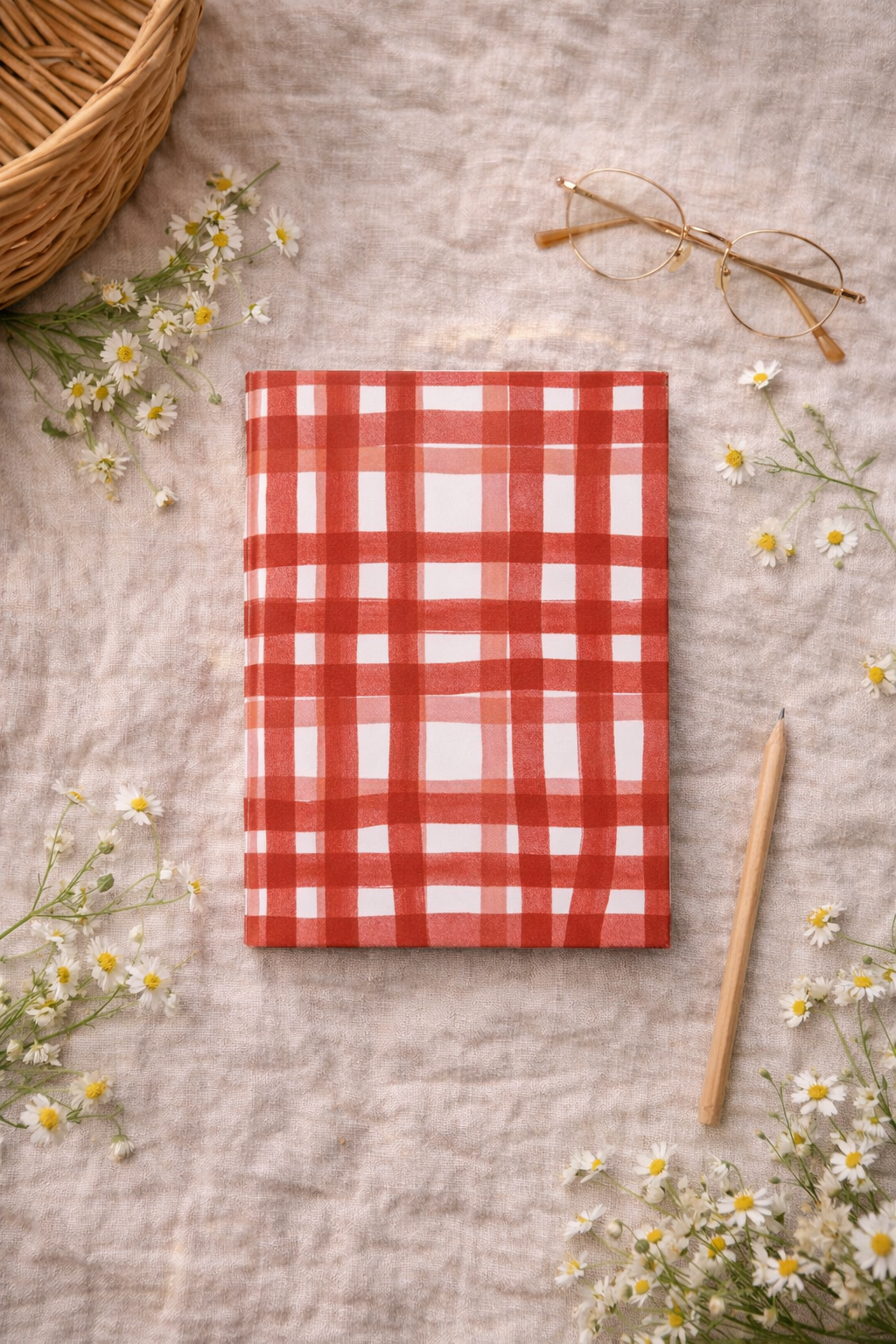 Red Plaid Hardcover Journal — Cozy Buffalo Check Notebook for Notes & Gifts