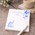 Personalized Blue Vintage Lantern & Mouse Post-it Note Pad — "Amelia Gilbert's Notes"