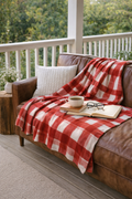 Red Plaid Velveteen Blanket — Cozy Microfiber Throw for Holiday & Home