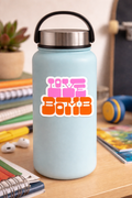 Sticker — 'Love Me Bomb' Retro Pink & Orange Kiss-Cut Laptop Sticker