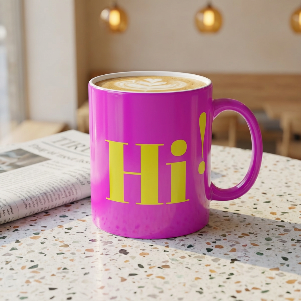 Color-Changing Mug — Bright "Hi!" Heat Reveal 11oz