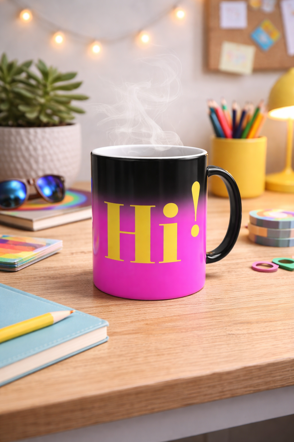 Color-Changing Mug — Bright "Hi!" Heat Reveal 11oz