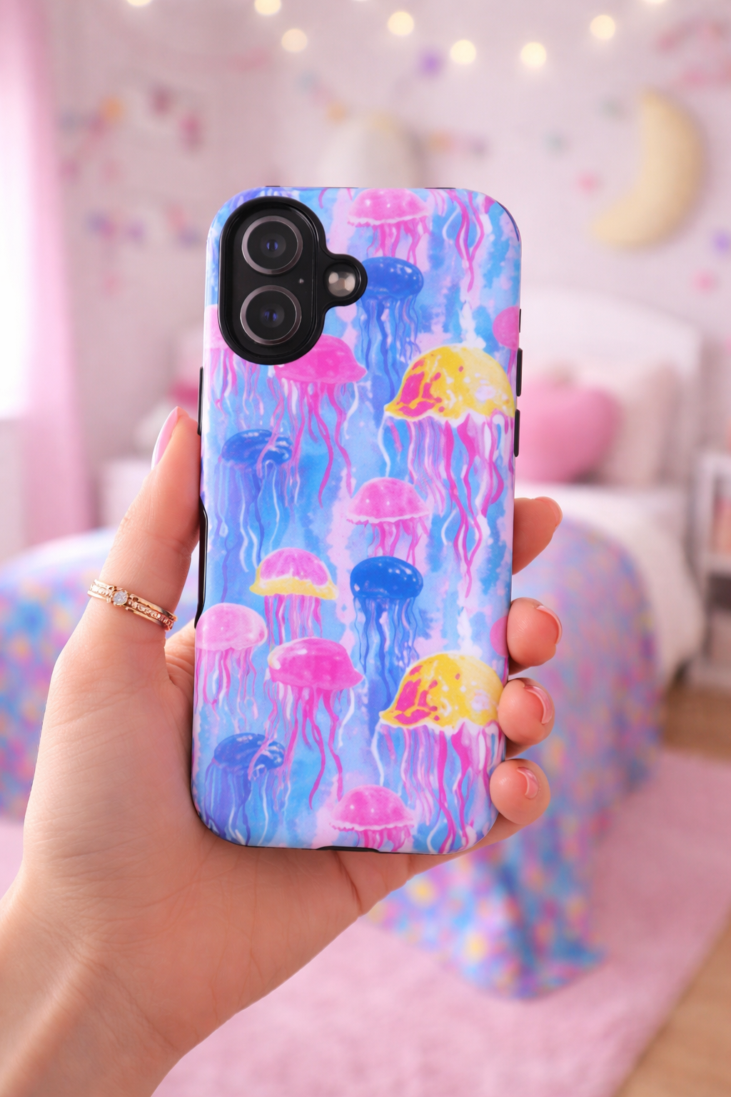 Jellyfish Pattern Magnetic Phone Case — Colorful Ocean Waterproof Design