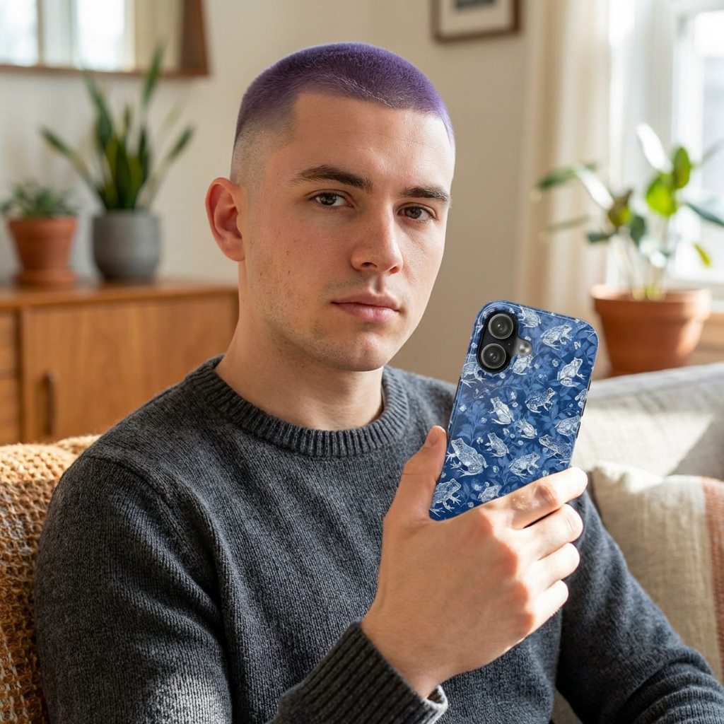 Koi Fish Tough Phone Case — Blue Floral Protective Phone Cover