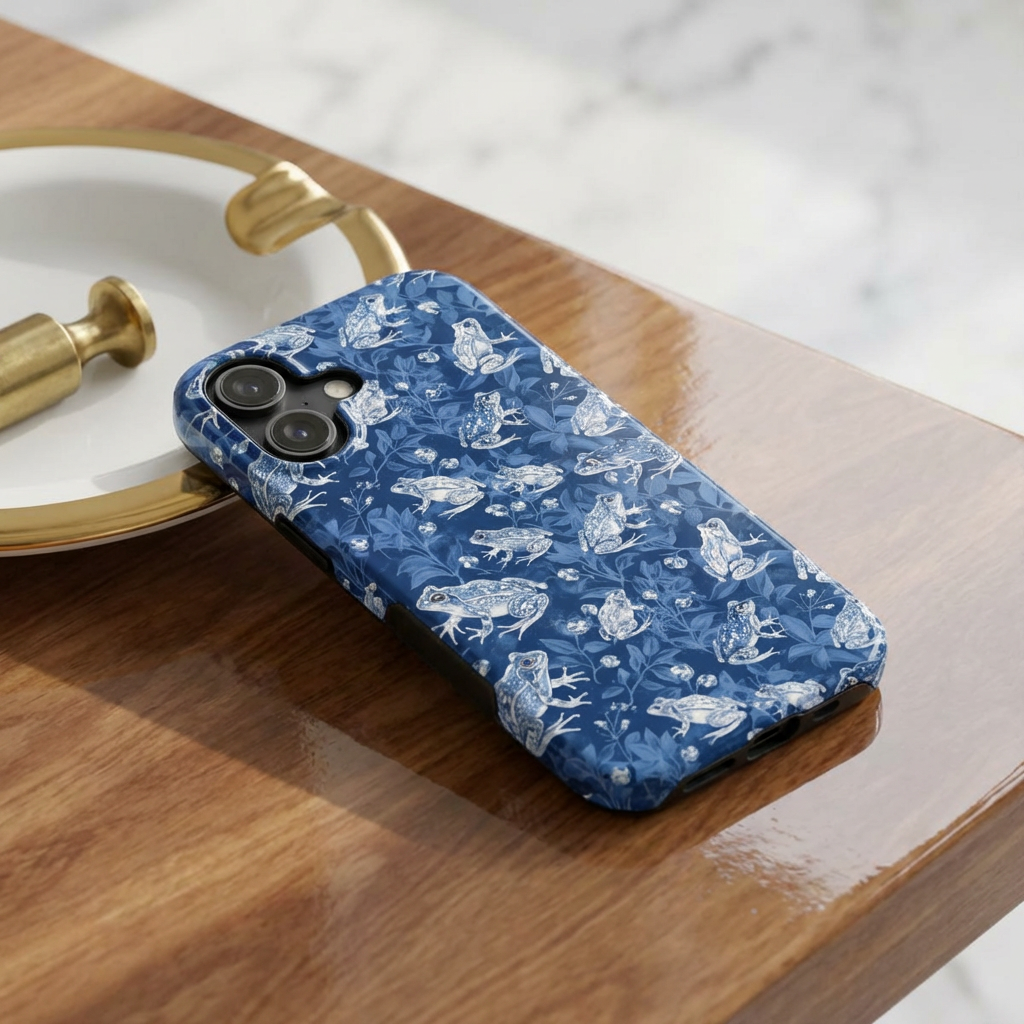 Koi Fish Tough Phone Case — Blue Floral Protective Phone Cover