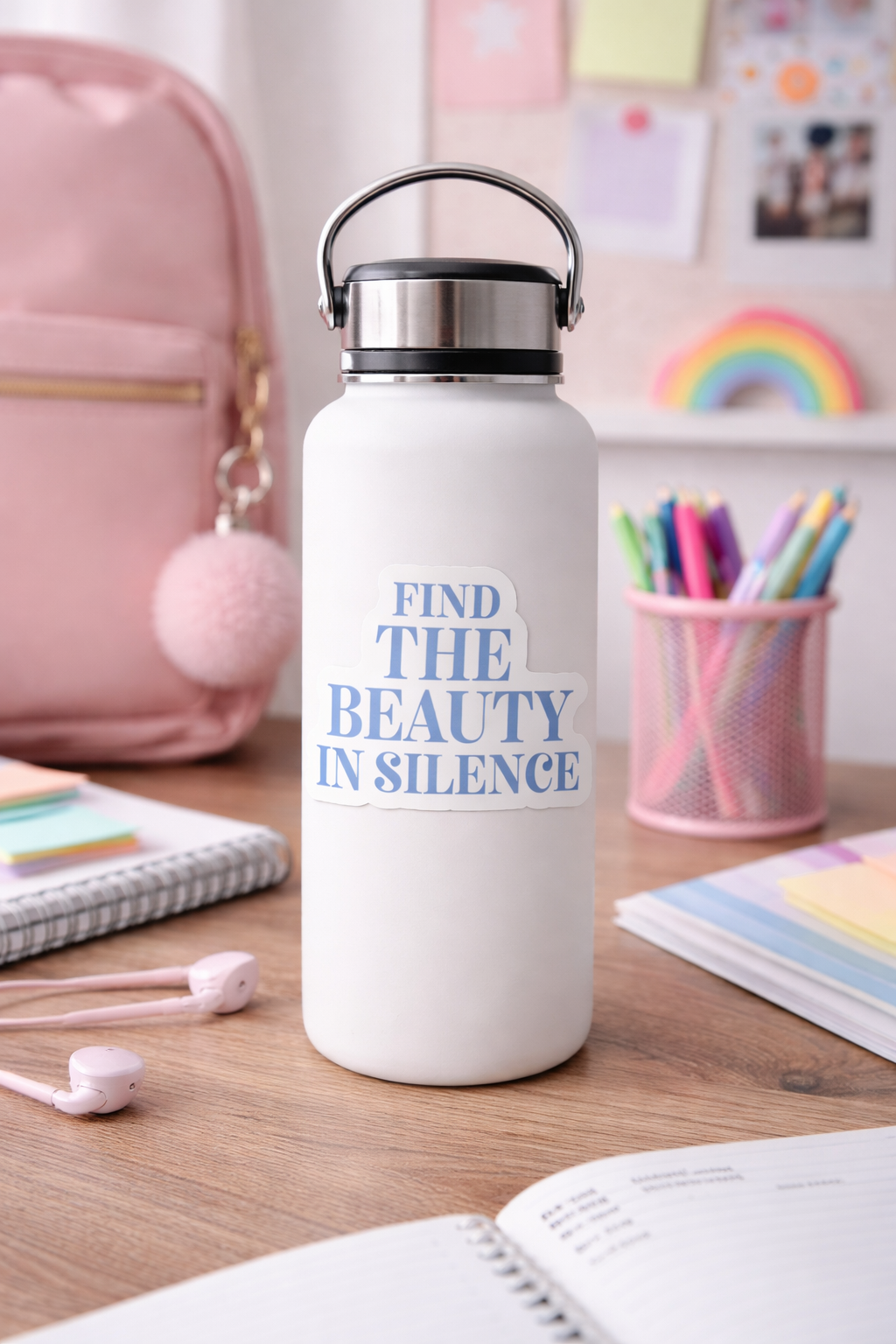 Find the Beauty in Silence Die-Cut Magnet — Inspirational Fridge Magnet