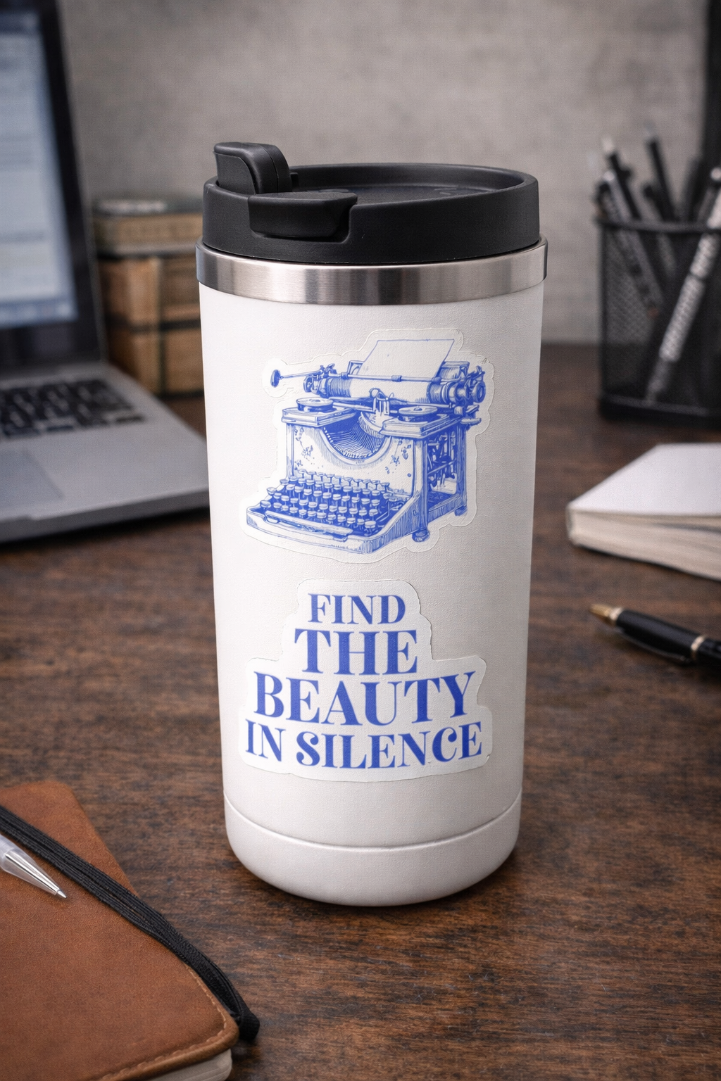 Vintage Typewriter Kiss-Cut Vinyl Sticker — Retro Writer Decal